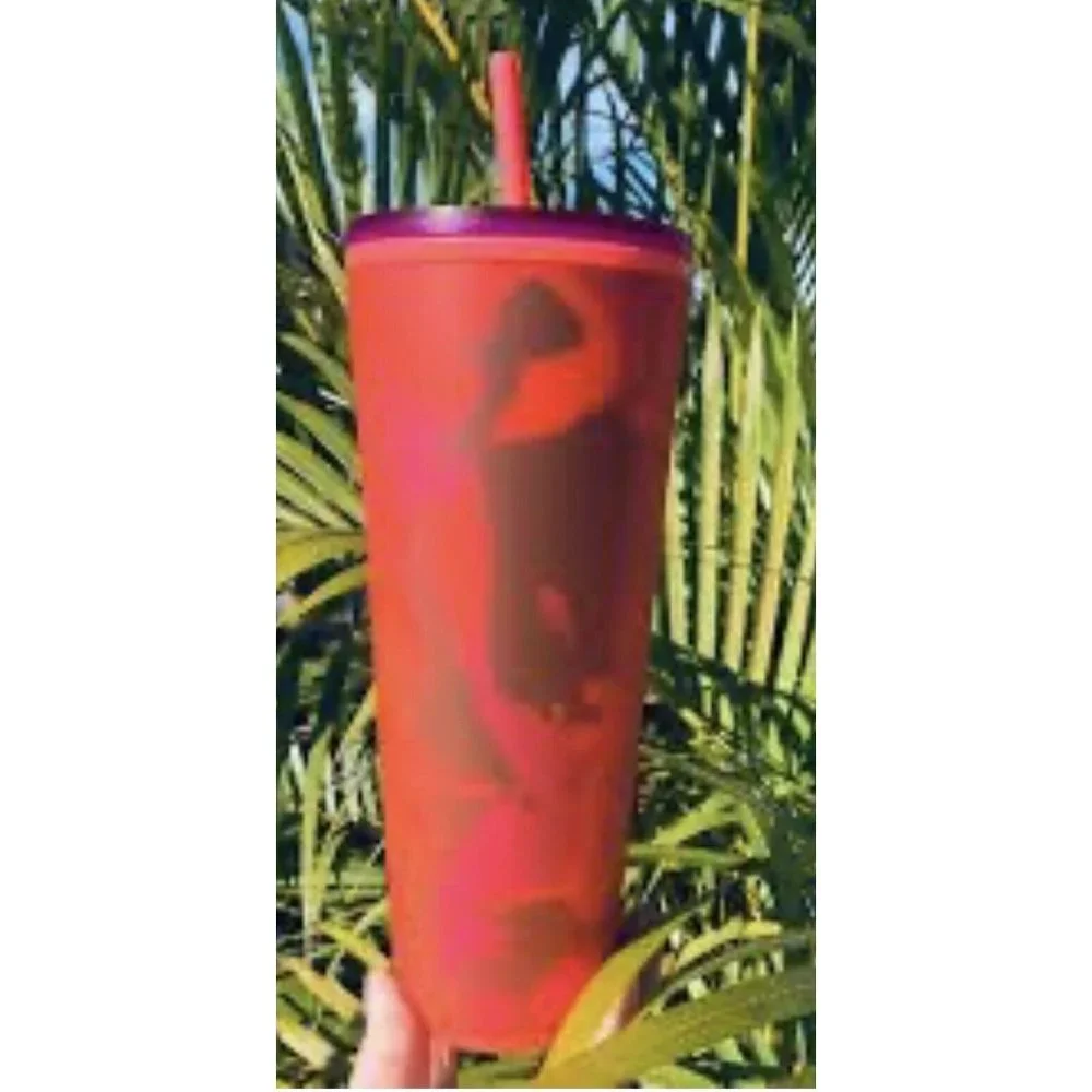STARBUCKS 2022 SPRING RED FLORAL SOFT TOUCH COLD CUP‎ TUMBLER VENTI 24 OZ